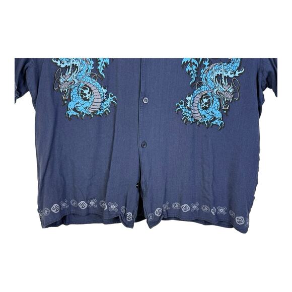 Pineapple Connection Shirt Mens XL Blue Dragon Graphic Button Up Short Sleeve - Picture 3 of 13
